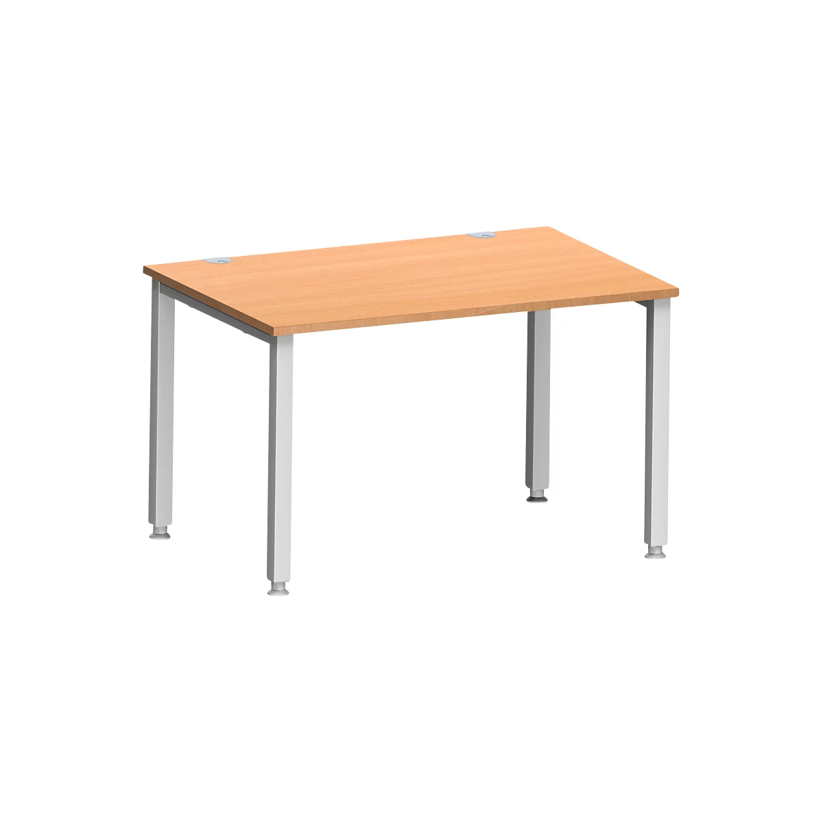 Bureau MODENA FLEX, rechthoekig, 4-poots vierkante buis, B 1200 x D 800 x H 720-820 mm, beuken/wit aluminium
