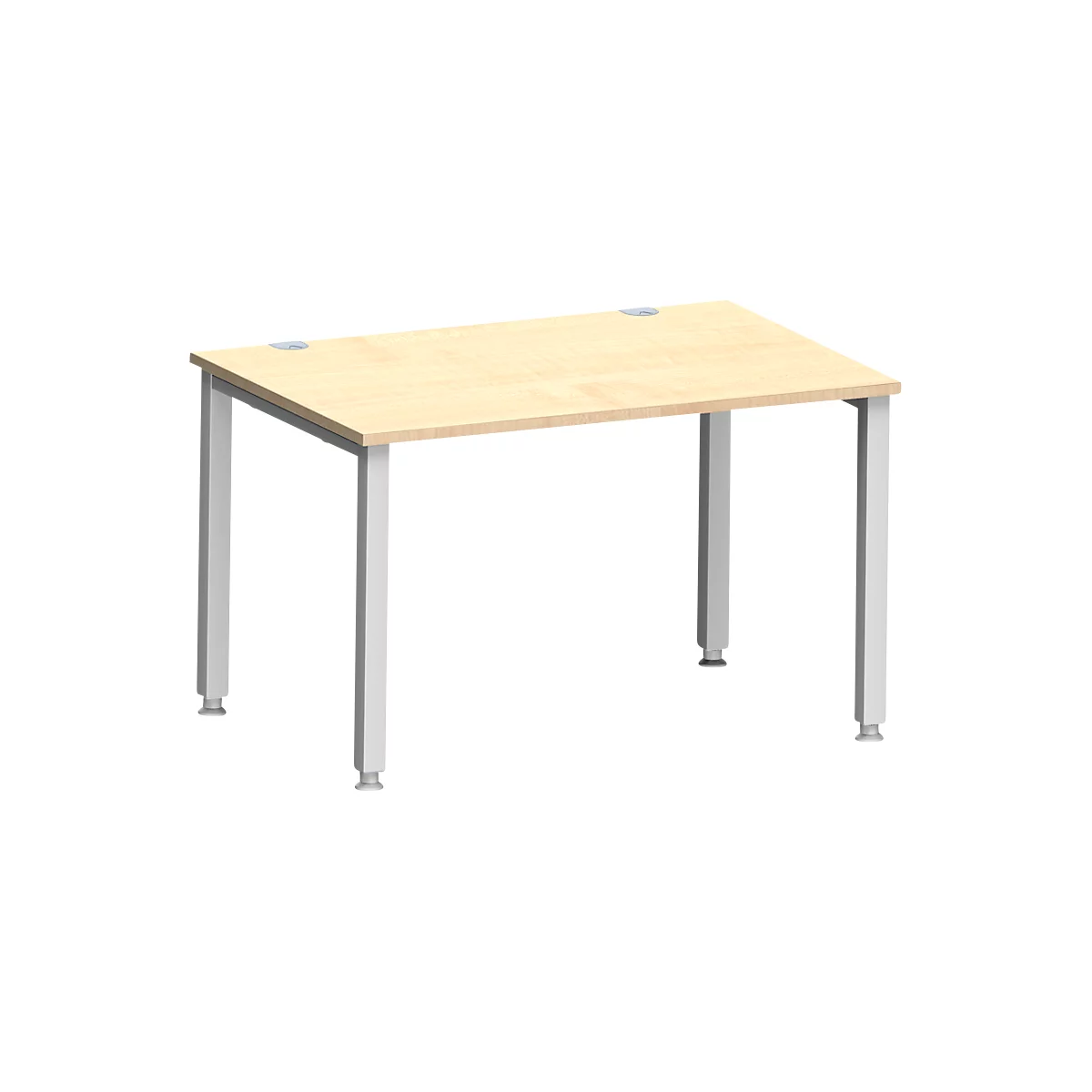Bureau MODENA FLEX, rectangulaire, 4 pieds en tube carré, L 1200 x P 800 x H 720-820 mm, érable/aluminium blanc