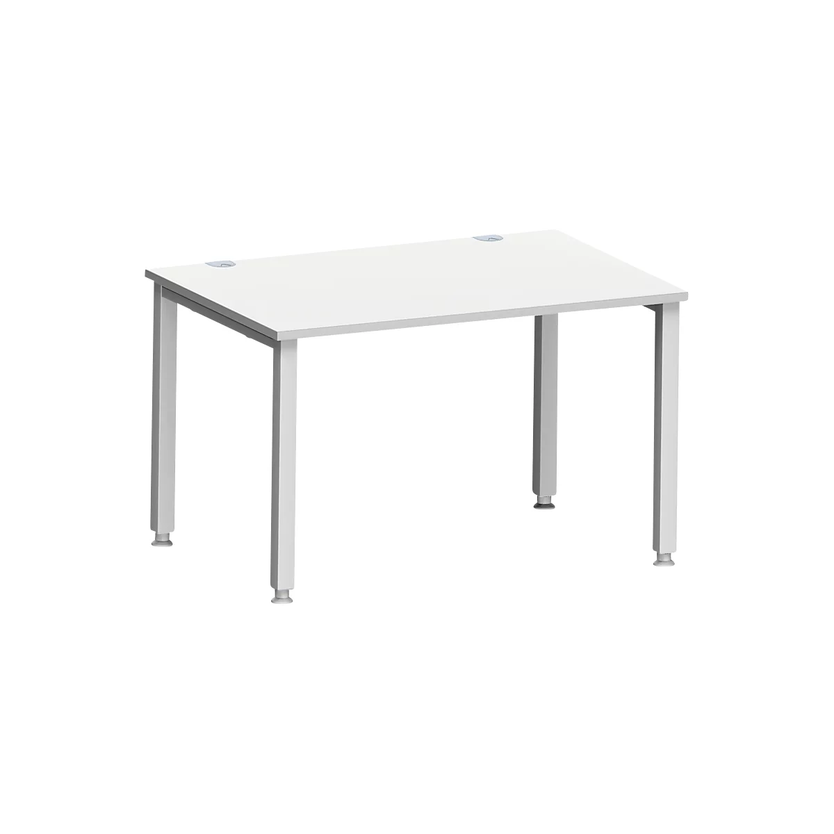 Bureau MODENA FLEX, rectangulaire, 4 pieds en tube carré, L 1200 x P 800 x H 720-820 mm, gris clair/aluminium blanc