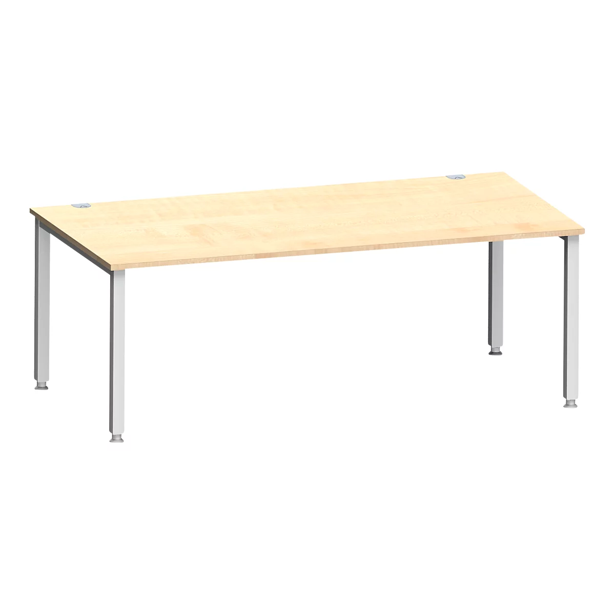 Bureau MODENA FLEX, rectangulaire, 4 pieds en tube carré, L 2000 x P 1000 x H 720-820 mm, érable/aluminium blanc