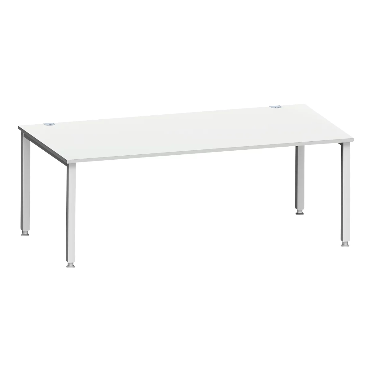 Bureau MODENA FLEX, rectangulaire, 4 pieds en tube carré, L 2000 x P 1000 x H 720-820 mm, gris clair/aluminium blanc