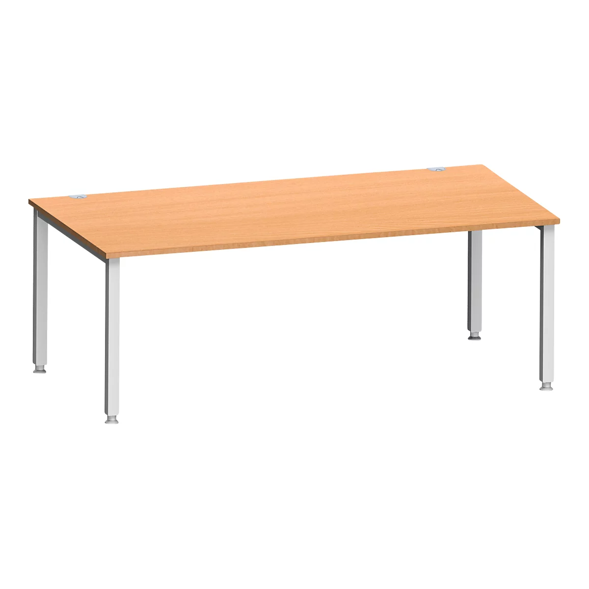 Bureau MODENA FLEX, rectangulaire, 4 pieds en tube carré, L 2000 x P 1000 x H 720-820 mm, hêtre/aluminium blanc