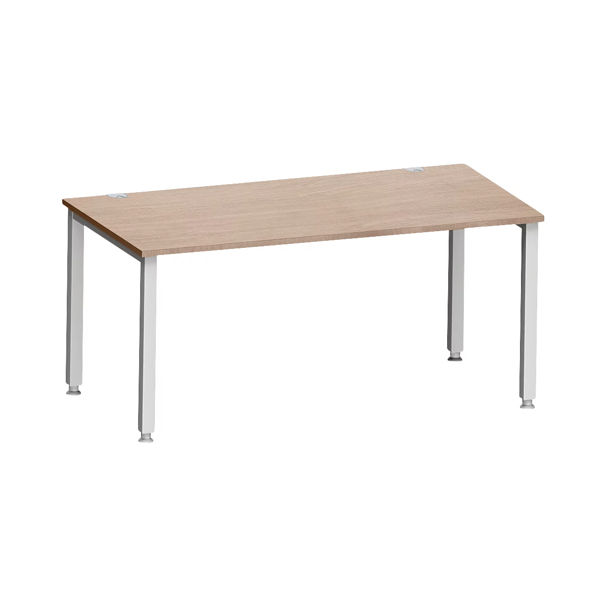 Bureau MODENA FLEX, vierkant, 4-poots vierkante buis, B 1600 x D 800 x H 720-820 mm, eiken/wit aluminium