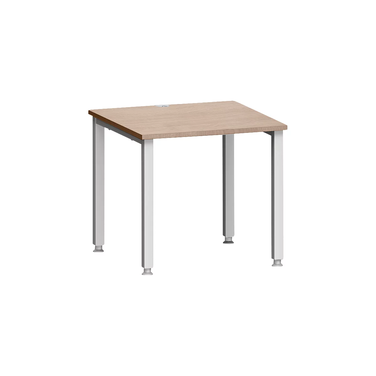 Bureau MODENA FLEX, vierkant, 4-poots vierkante buis, B 800 x D 800 x H 720-820 mm, eiken/wit aluminium