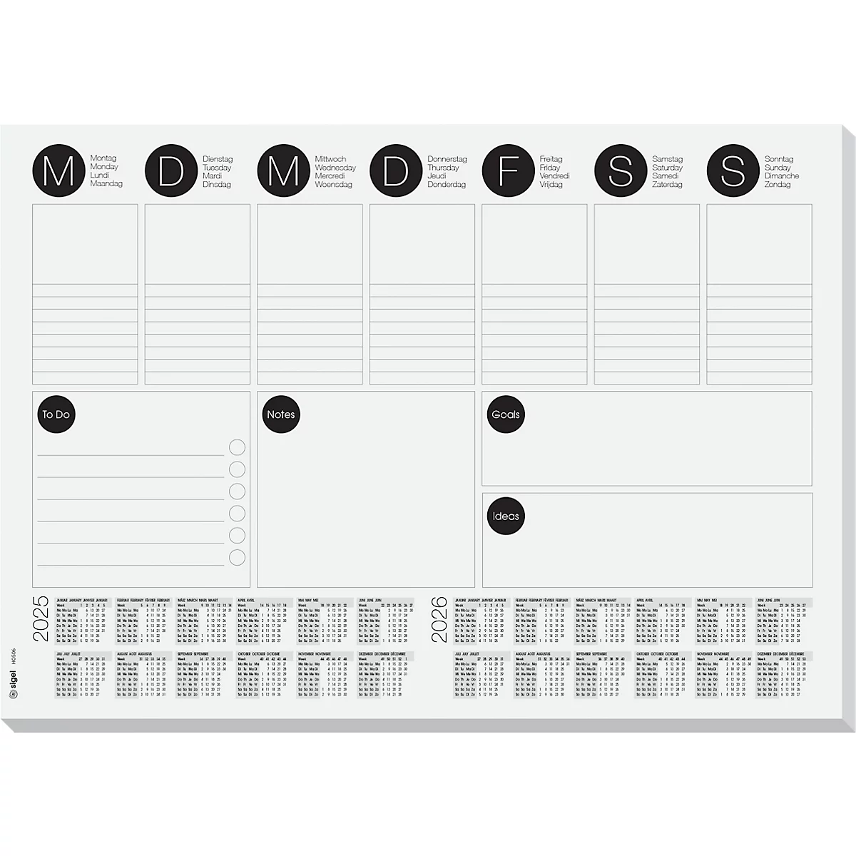 reguleren Arctic Herstellen Bureau-onderlegger Sigel weekplan 2-jaar-kalenderrooster, A3, papier, 30  vellen, to-do lijst enz., z/w voordelig kopen | Schäfer Shop