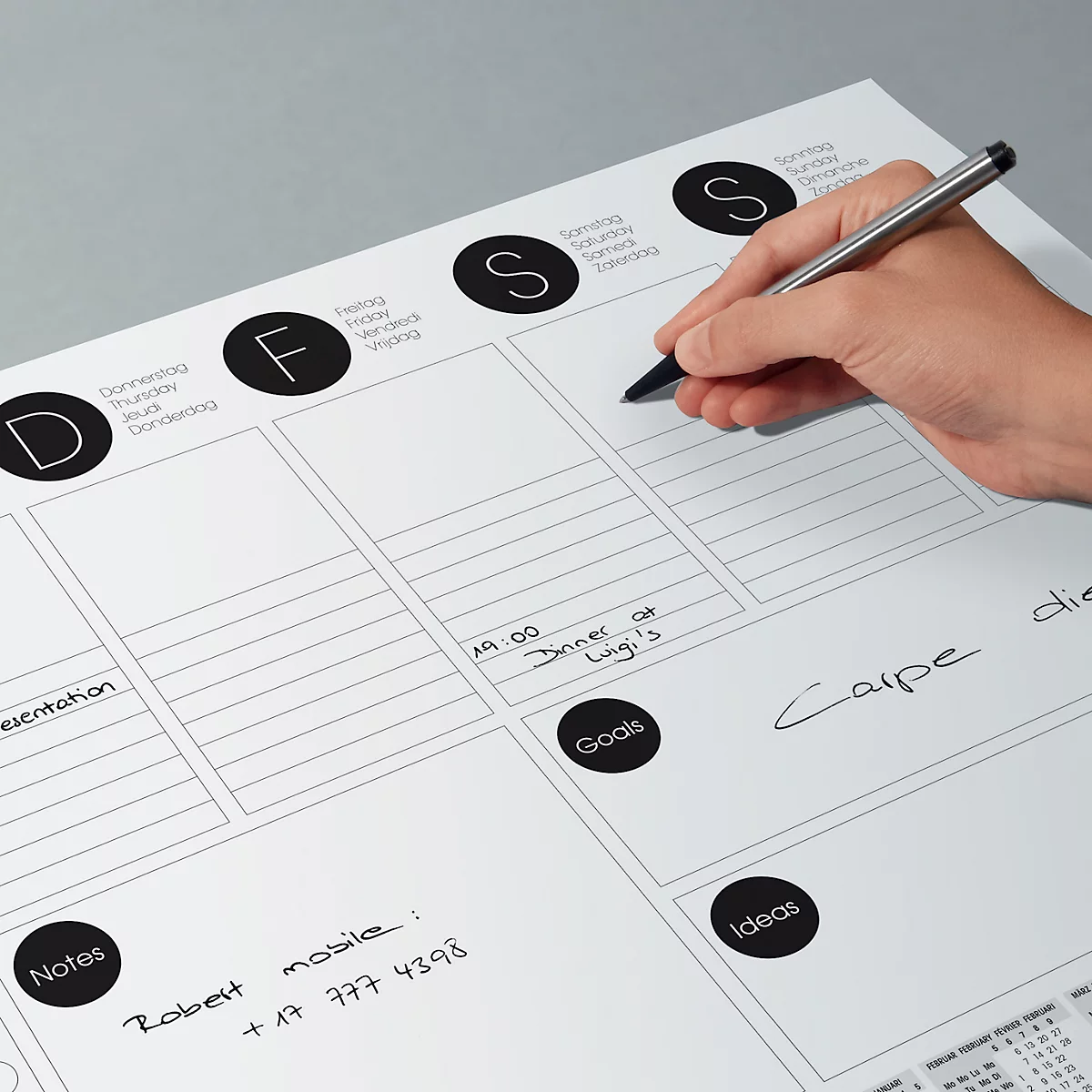 Bureau-onderlegger Sigel weekplan 2-jaar-kalenderrooster, A3, papier, 30 vellen, to-do lijst enz., z/w