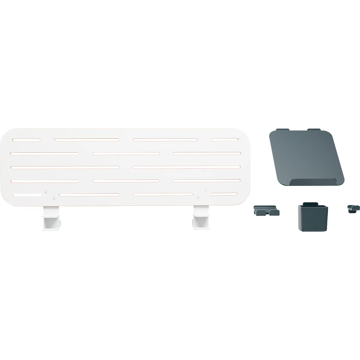 Bureau organizer LEITZ Ergo Pegboard, voor Ergo bureaus, 4-delige set, incl. klemhouder, B 420 x H 250 mm, MDF, zwart en wit