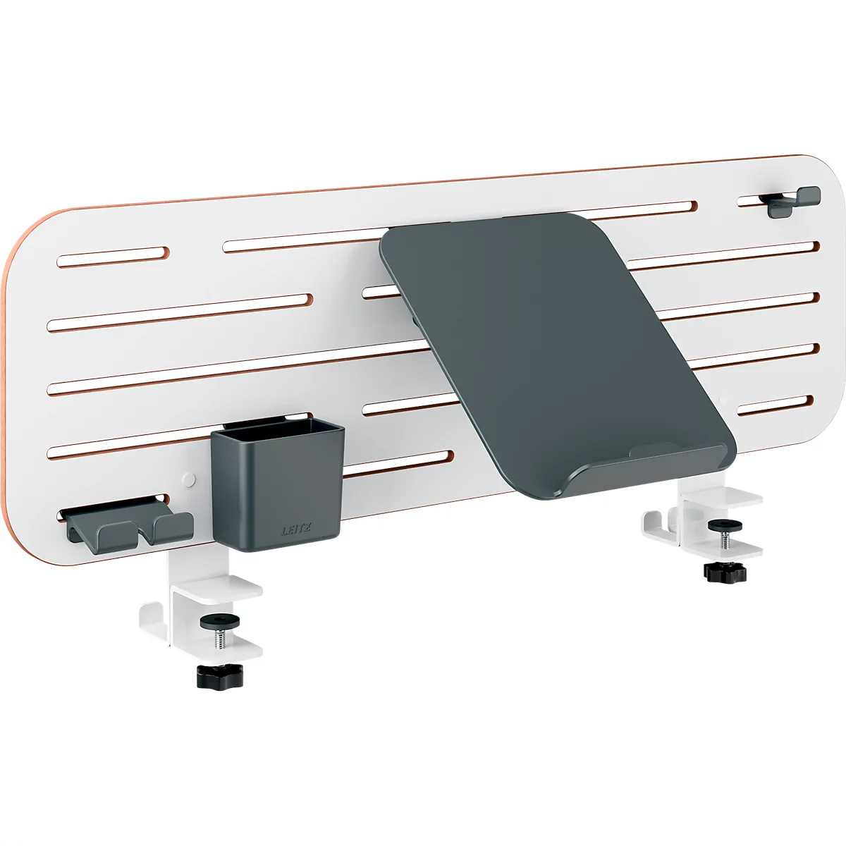 Bureau organizer LEITZ Ergo Pegboard, voor Ergo bureaus, 4-delige set, incl. klemhouder, B 420 x H 250 mm, MDF, zwart en wit