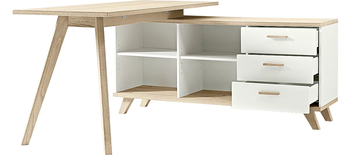 Bureau OSLO avec meuble d'angle, l. 1440 x P 1450 x H 750 mm acheter à prix  avantageux