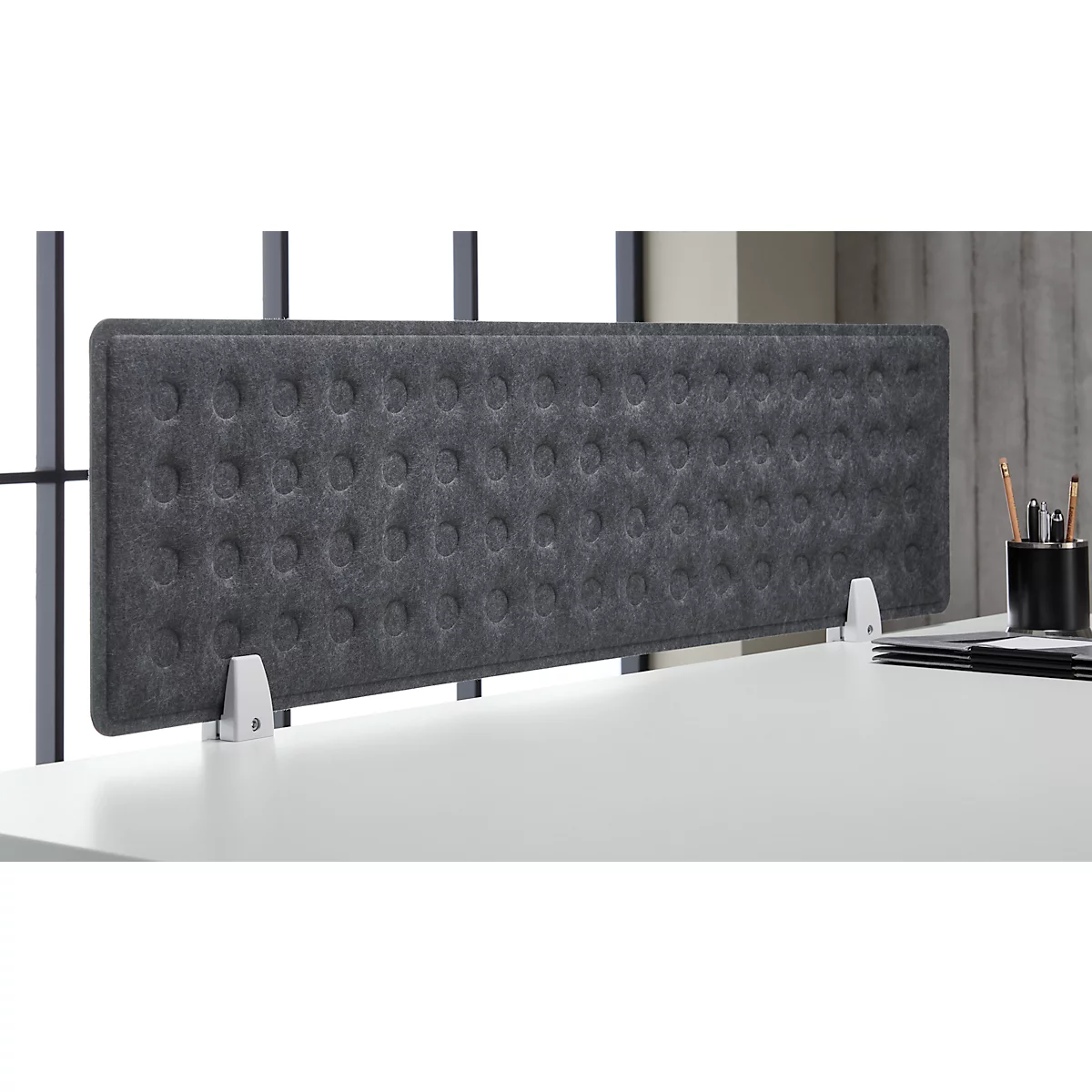 Bureau - rechthoekig - elektrisch in hoogte verstelbaar - T-poot - B 1600 x D 800 x H 620-1280mm - incl. Memory Master + scheidingswand - lichtgrijs/zilver