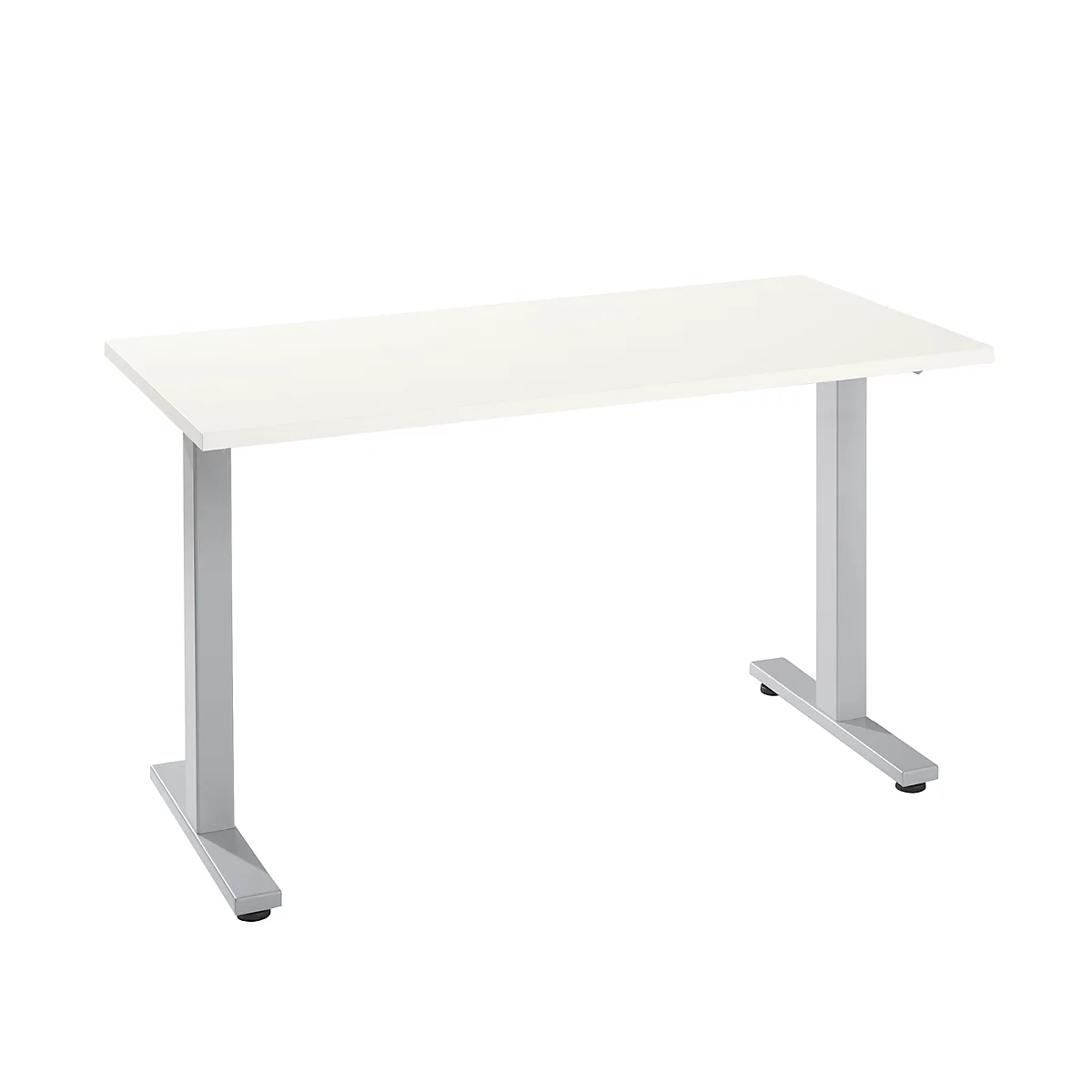 Bureau Start Off Home Office, B 1300 x D 650 x H 735 mm, T-voet, wit/blank aluminiumkleurig