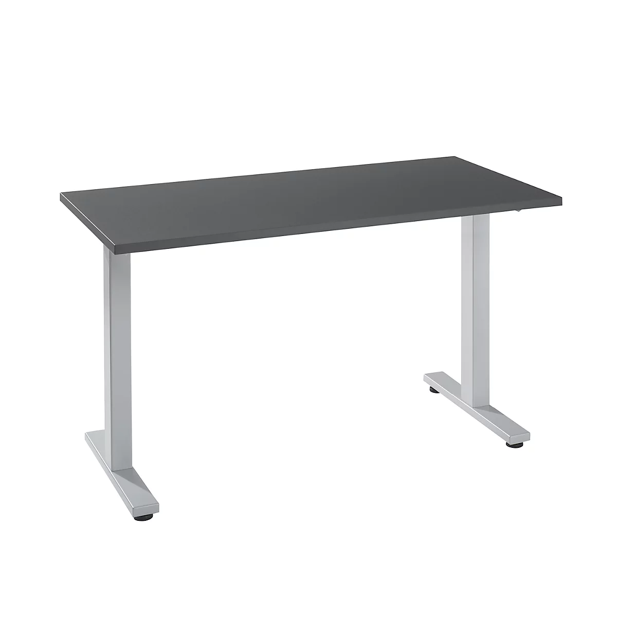 Bureau Start Off Home Office, L 1300 x P 650 x H 735 mm, pied en T, graphite/aluminium blanc