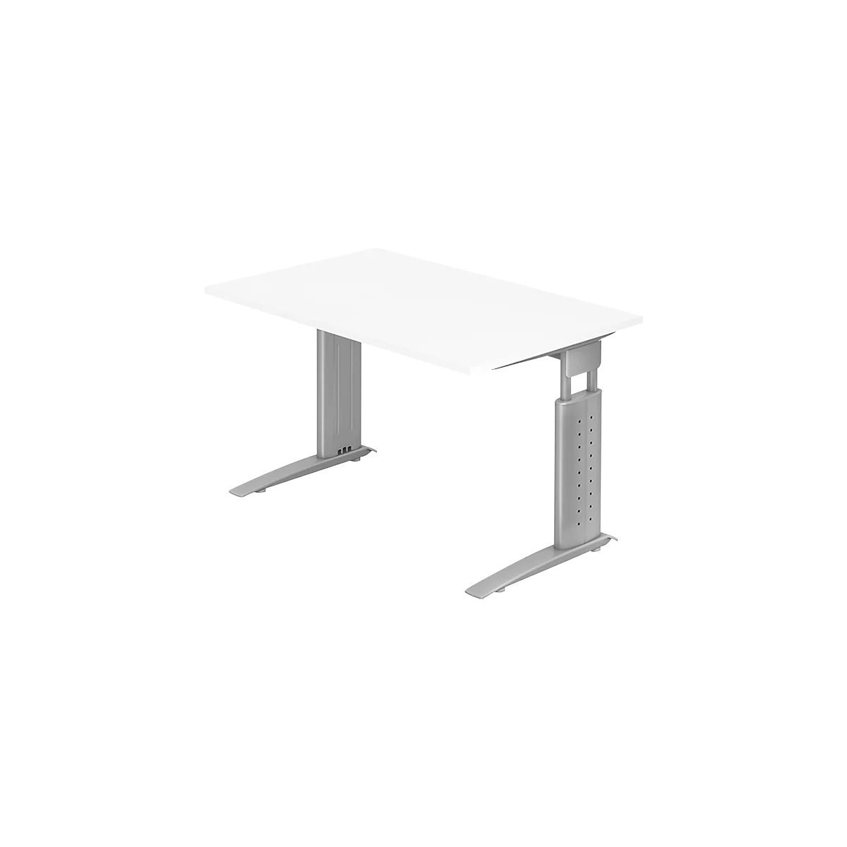 Bureau TARVIS, pieds en C, rectangulaire, l. 1200 mm, armature argentée, hauteur ajustable, armature argentée, blanc