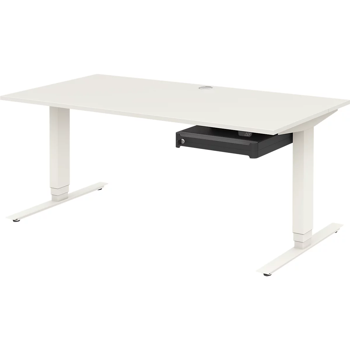 Bureau TEMPIO - elektrisch in hoogte verstelbaar - B 1600 x D 700 x H 640-1280 mm - T-voet - wit
