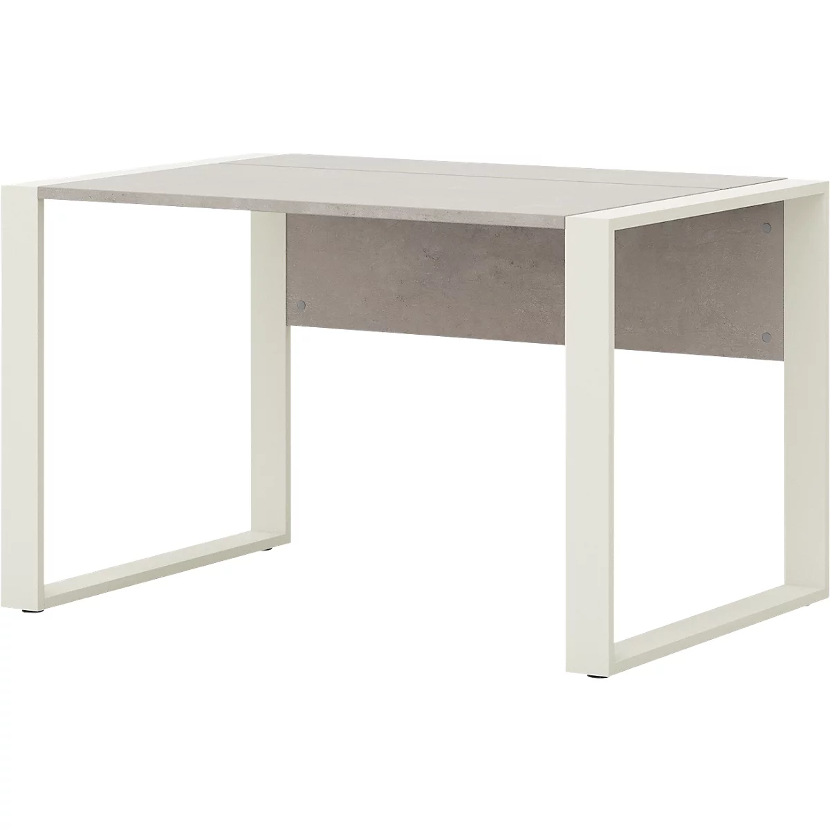 Bureau TEMPIO - l. 1200 x P 800 x H 740 mm - avec support pour guide-câbles - béton/blanc