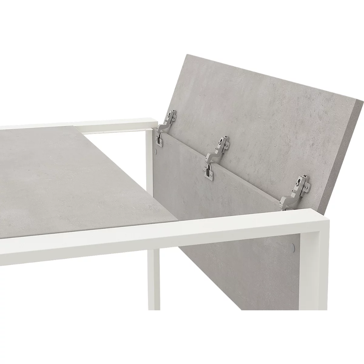 Bureau TEMPIO - l. 1200 x P 800 x H 740 mm - avec support pour guide-câbles - béton/blanc
