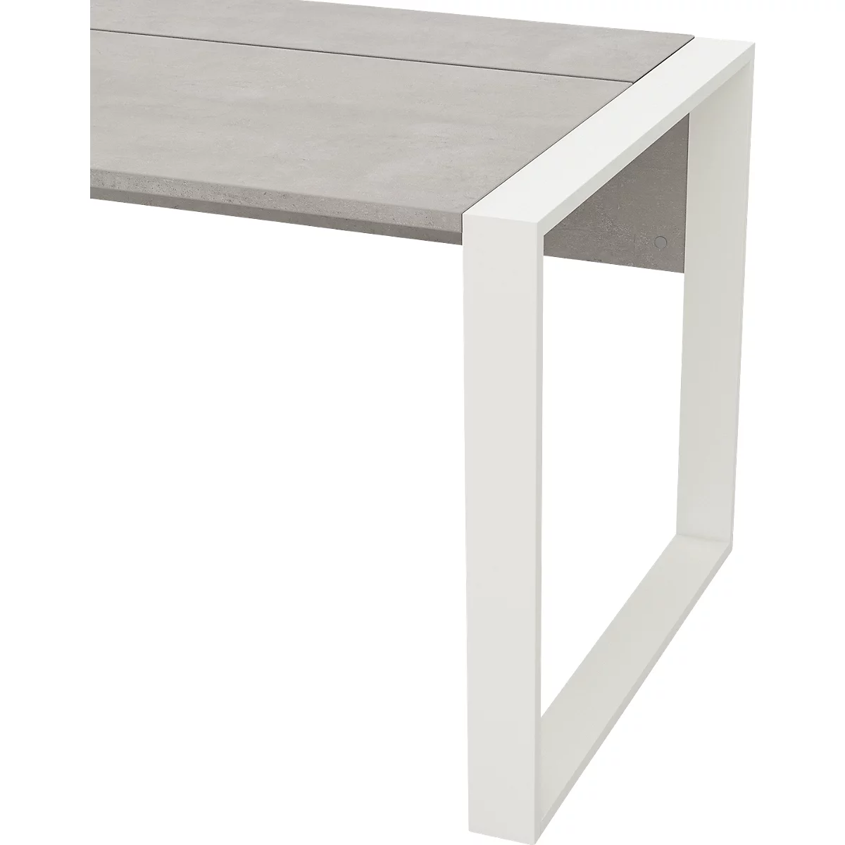 Bureau TEMPIO - l. 1200 x P 800 x H 740 mm - avec support pour guide-câbles - béton/blanc