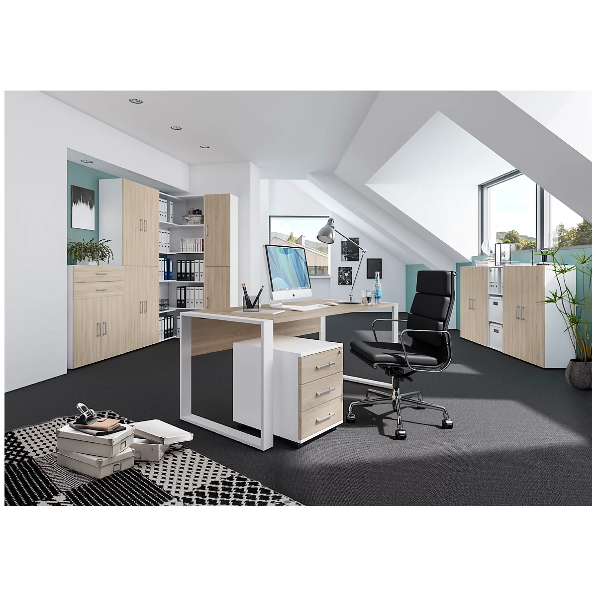 Bureau TEMPIO - l. 1200 x P 800 x H 740 mm - avec support pour guide-câbles - blanc