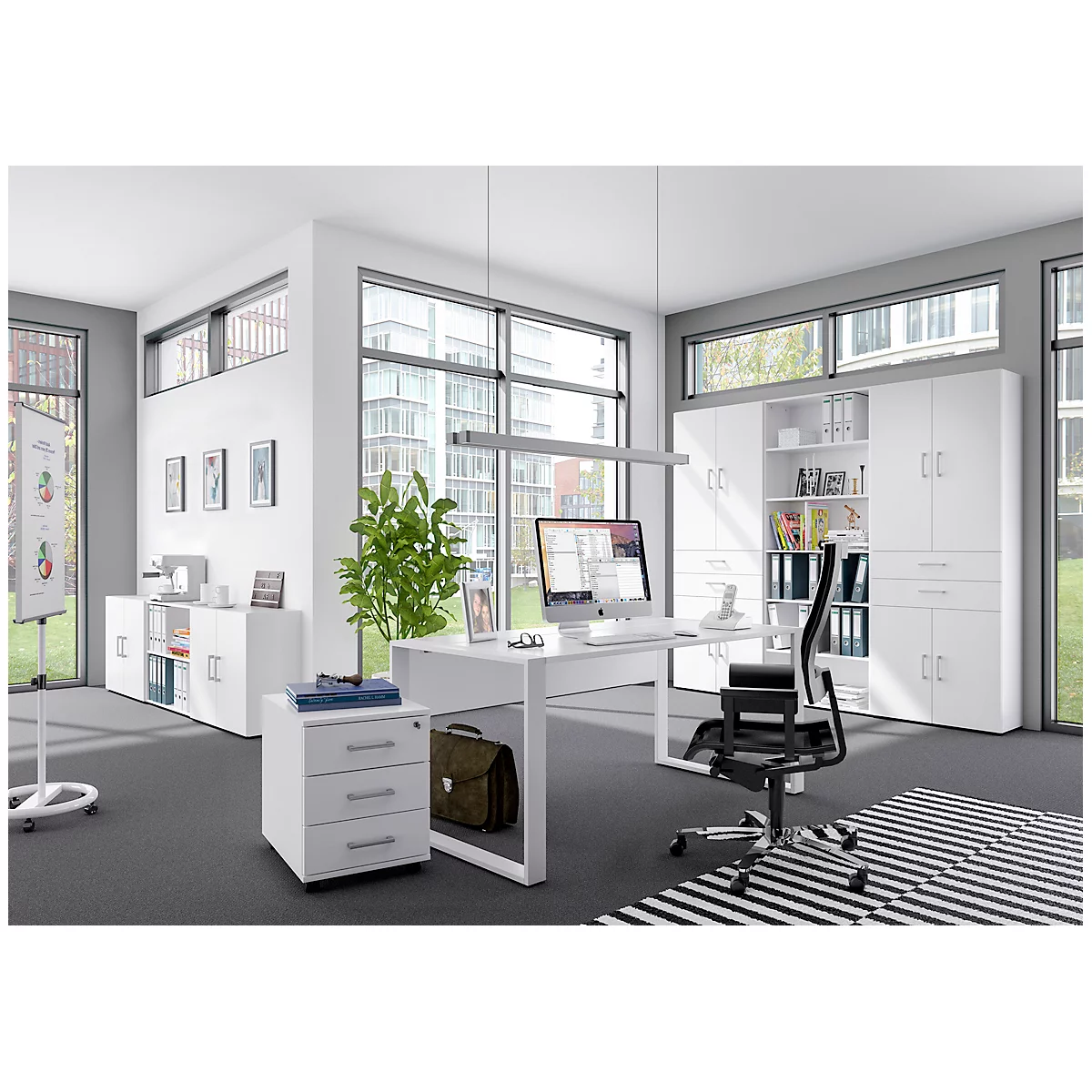 Bureau TEMPIO - l. 1200 x P 800 x H 740 mm - avec support pour guide-câbles - blanc