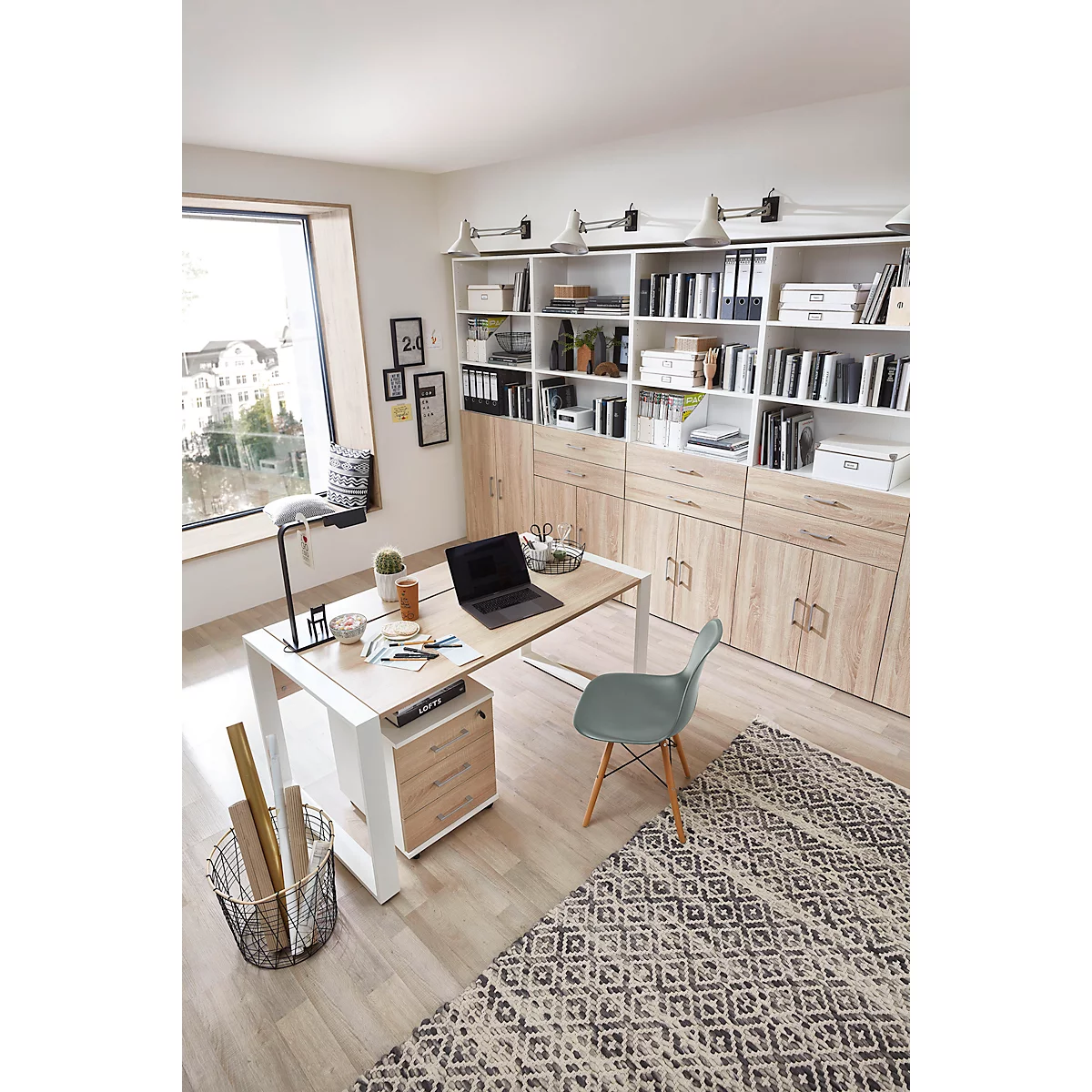 Bureau TEMPIO - l. 1200 x P 800 x H 740 mm - avec support pour guide-câbles - blanc