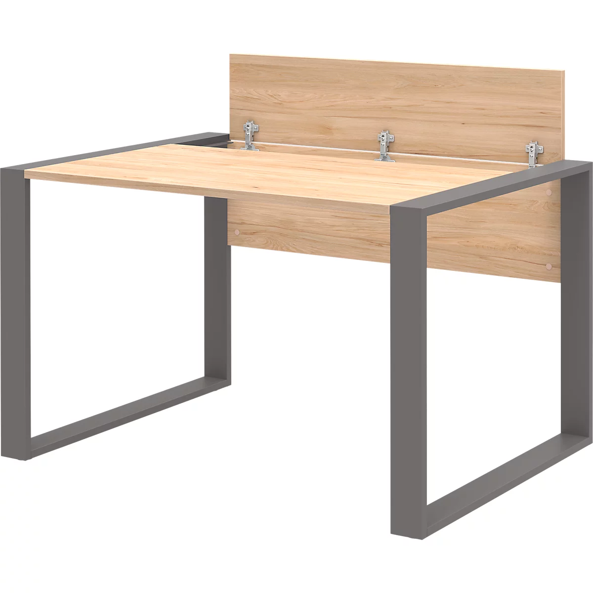 Bureau TEMPIO - l. 1200 x P 800 x H 740 mm - avec support pour guide-câbles - chêne Hickory/anthracite