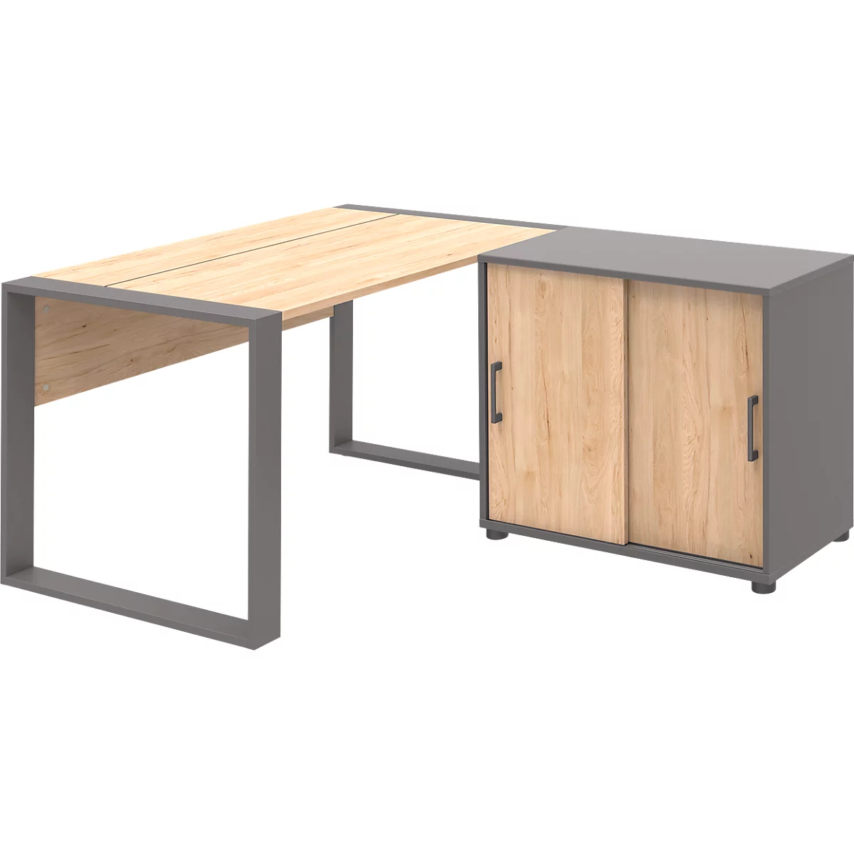 Bureau TEMPIO - l. 1200 x P 800 x H 740 mm - avec support pour guide-câbles - chêne Hickory/anthracite