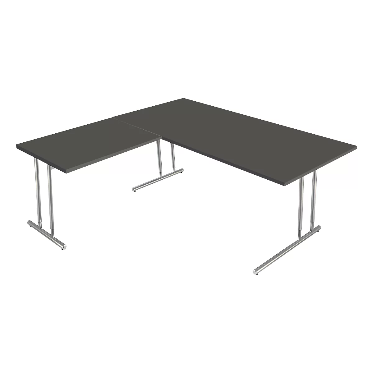 Bureau Toledo, avec table d’extension, hauteur ajustable, pieds en C, l. 1800 x P 800 mm, anthracite