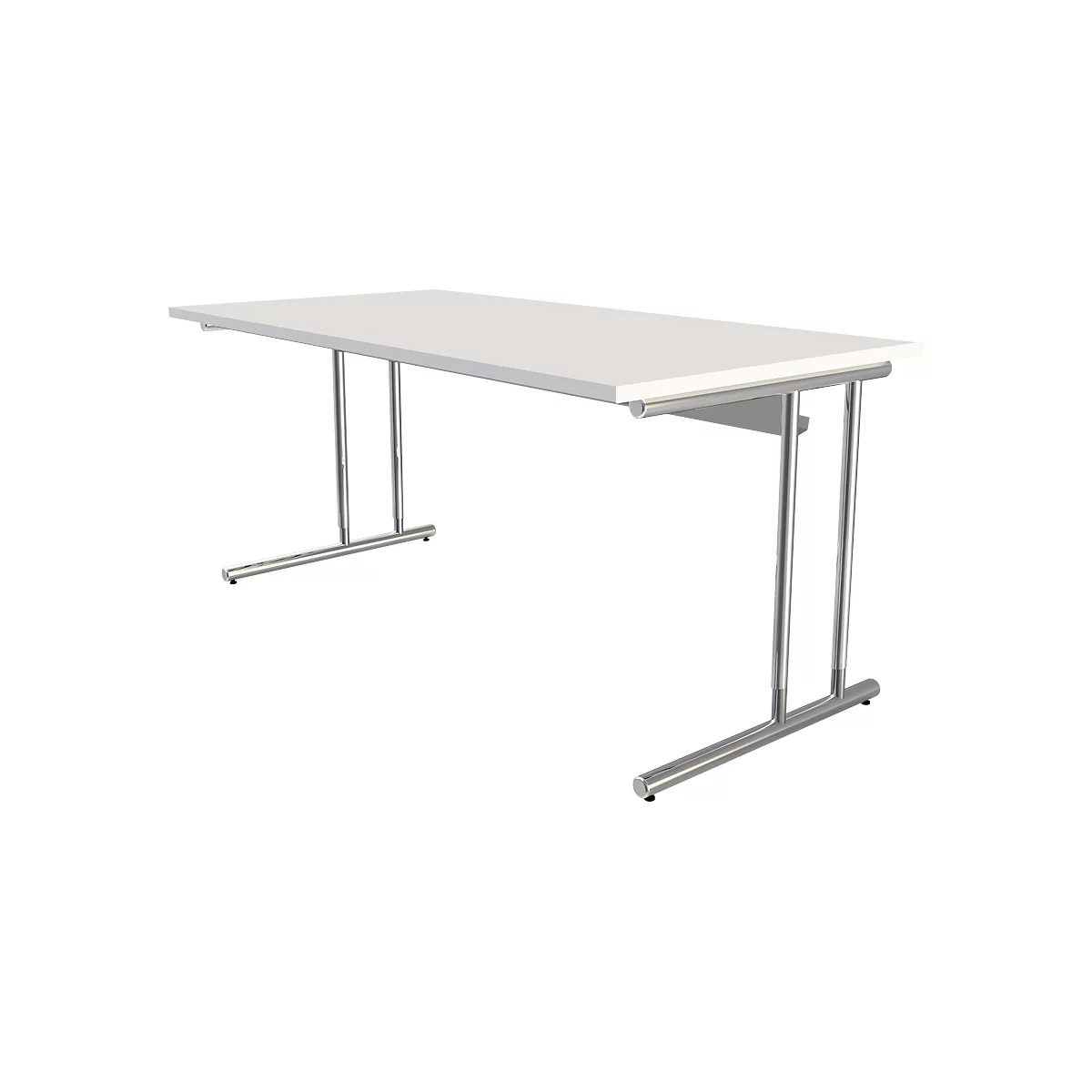 Bureau Toledo, hauteur ajustable, rectangulaire, pieds en C, largeur 1600 mm, blanc