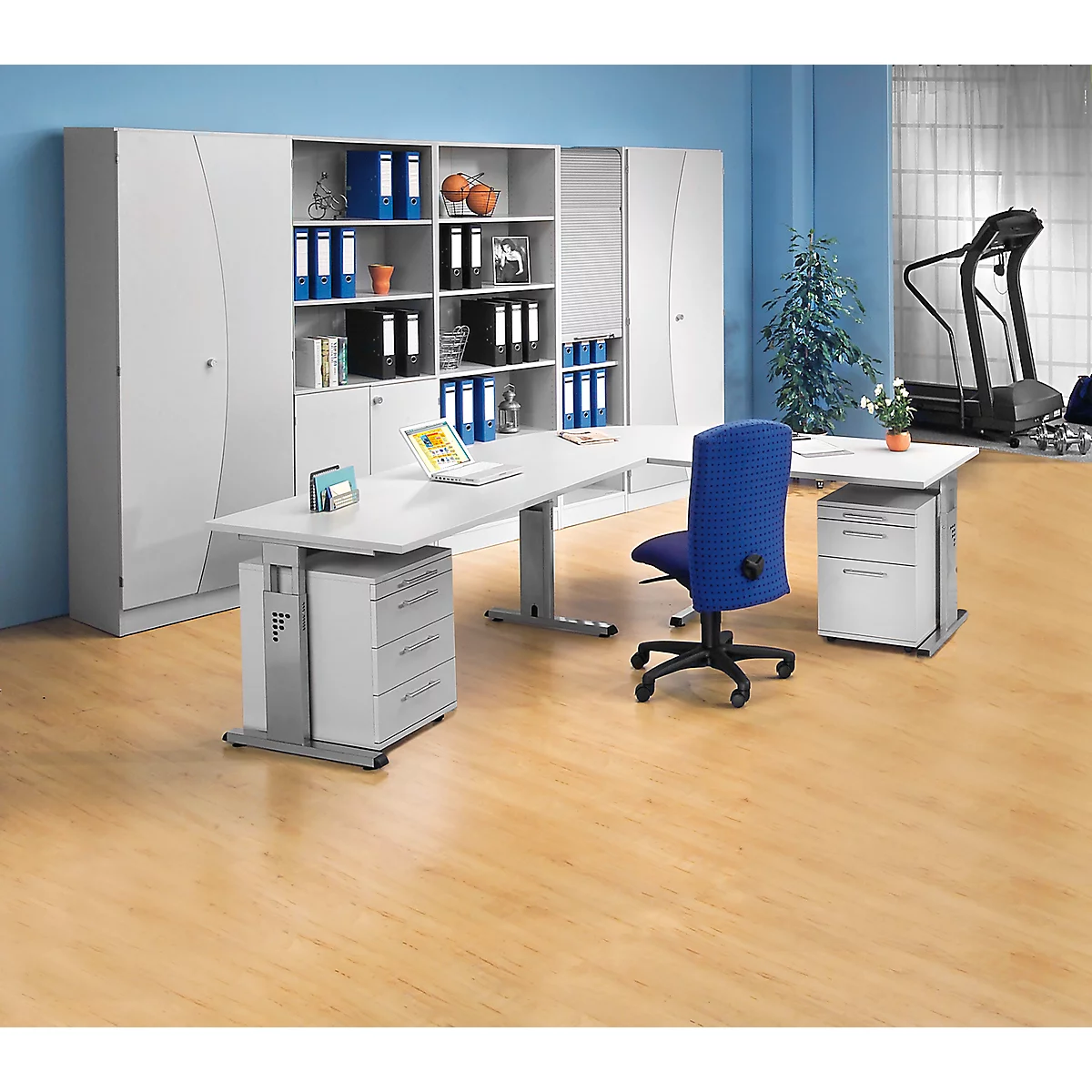 Bureau ULM, pieds en C, rectangulaire, l. 1200 x P 800 x H 650 - 850 mm, gris clair