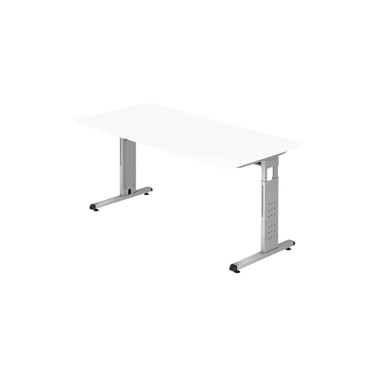 Bureau ULM, pieds en C, rectangulaire, l. 1600 x P 800 x H 650 - 850 mm, blanc