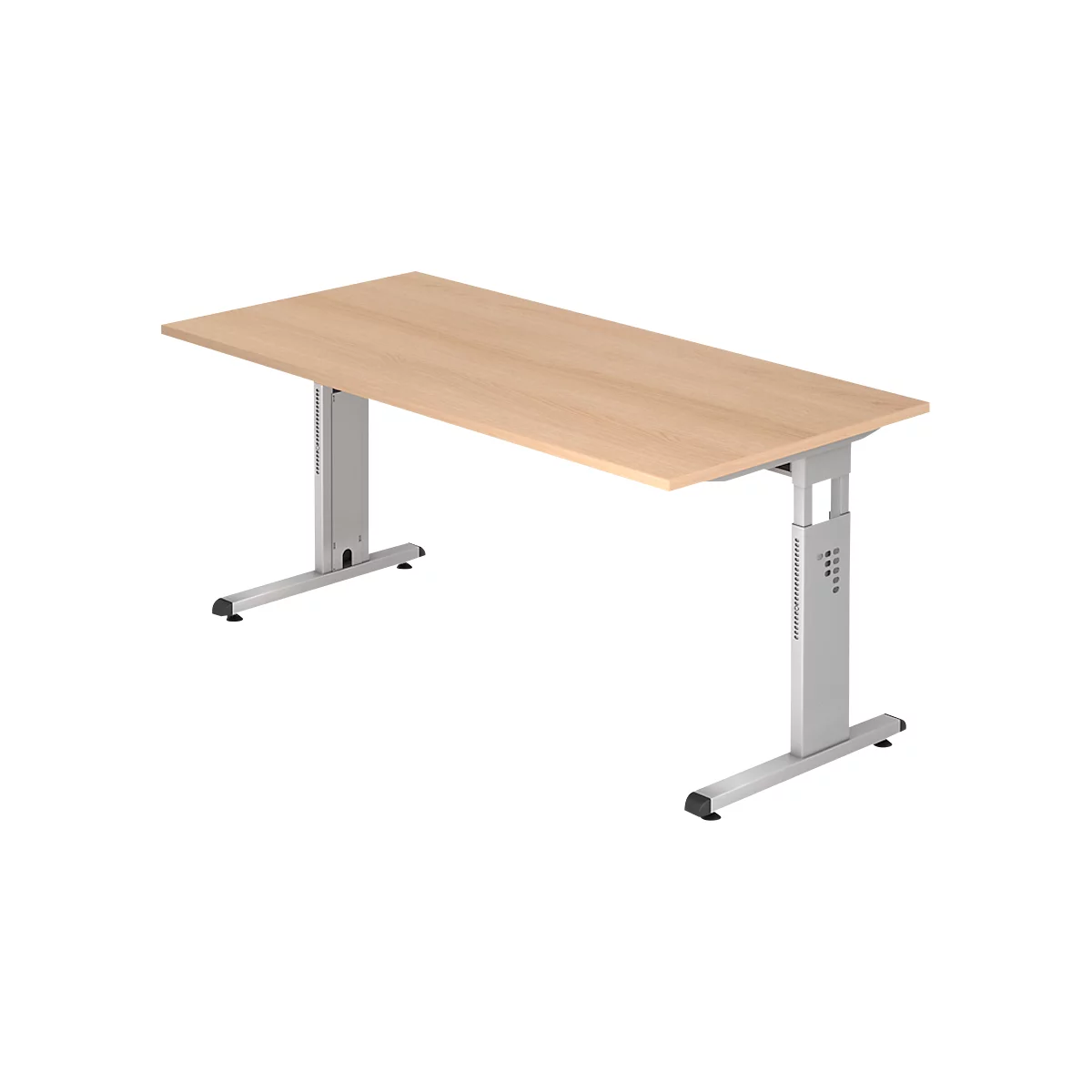 Bureau ULM, pieds en C, rectangulaire, l. 1600 x P 800 x H 650 - 850 mm, coloris chêne