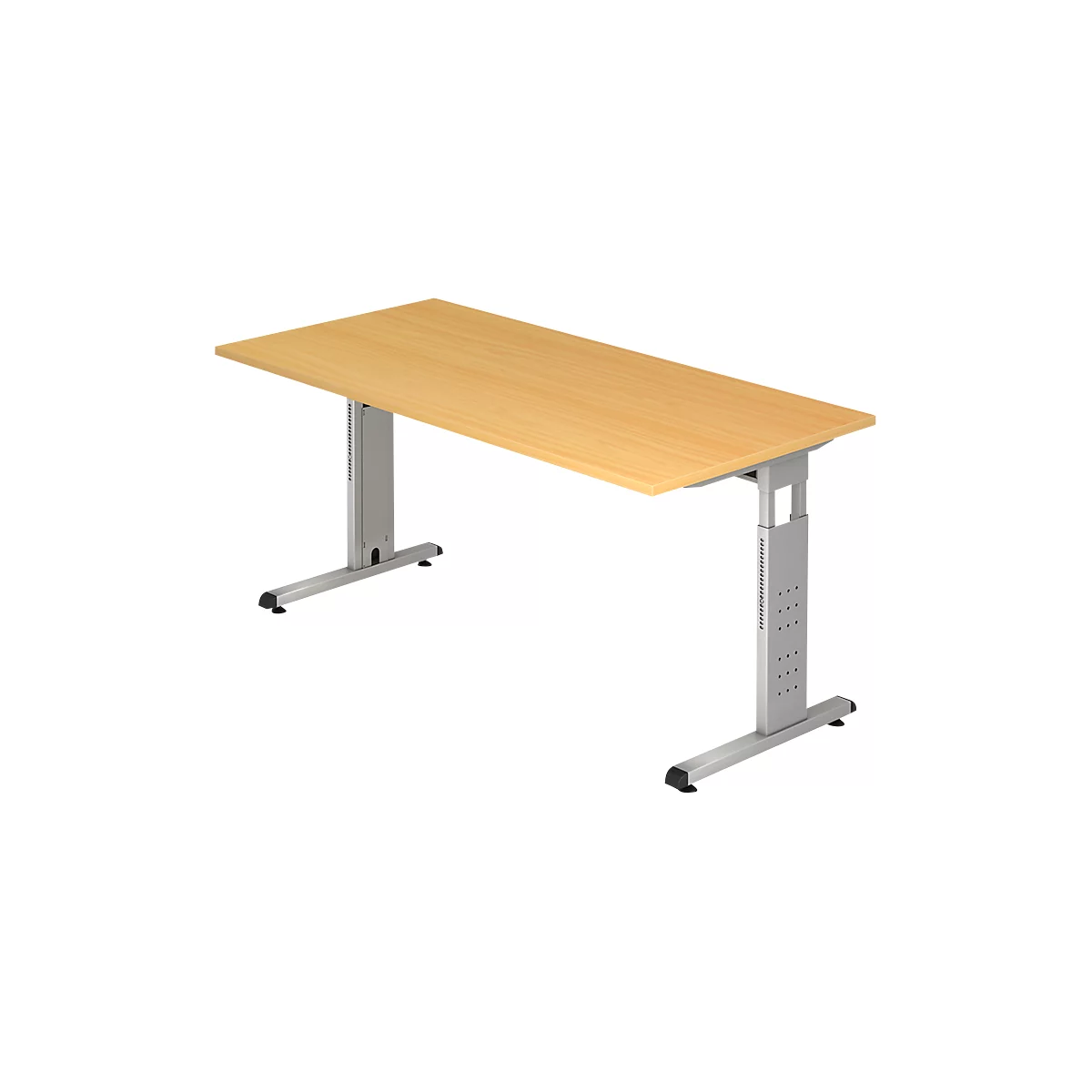 Bureau ULM, pieds en C, rectangulaire, l. 1600 x P 800 x H 650 - 850 mm, coloris hêtre