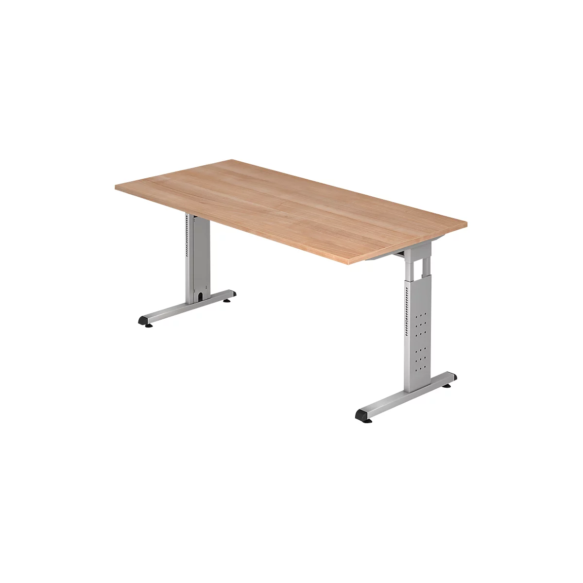 Bureau ULM, pieds en C, rectangulaire, l. 1600 x P 800 x H 650 - 850 mm, coloris noyer