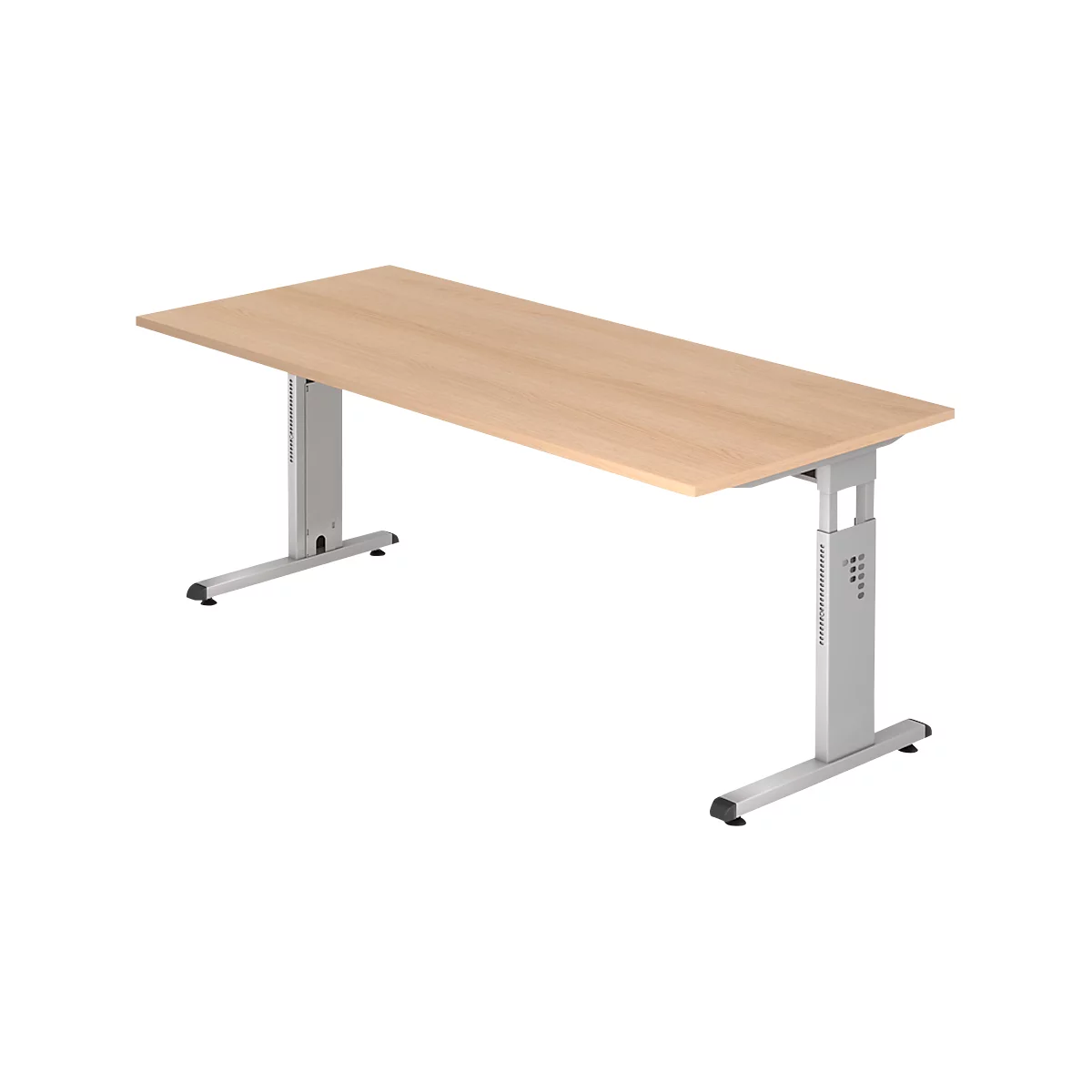 Bureau ULM, pieds en C, rectangulaire, l. 1800 x P 800 x H 650 - 850 mm, coloris chêne