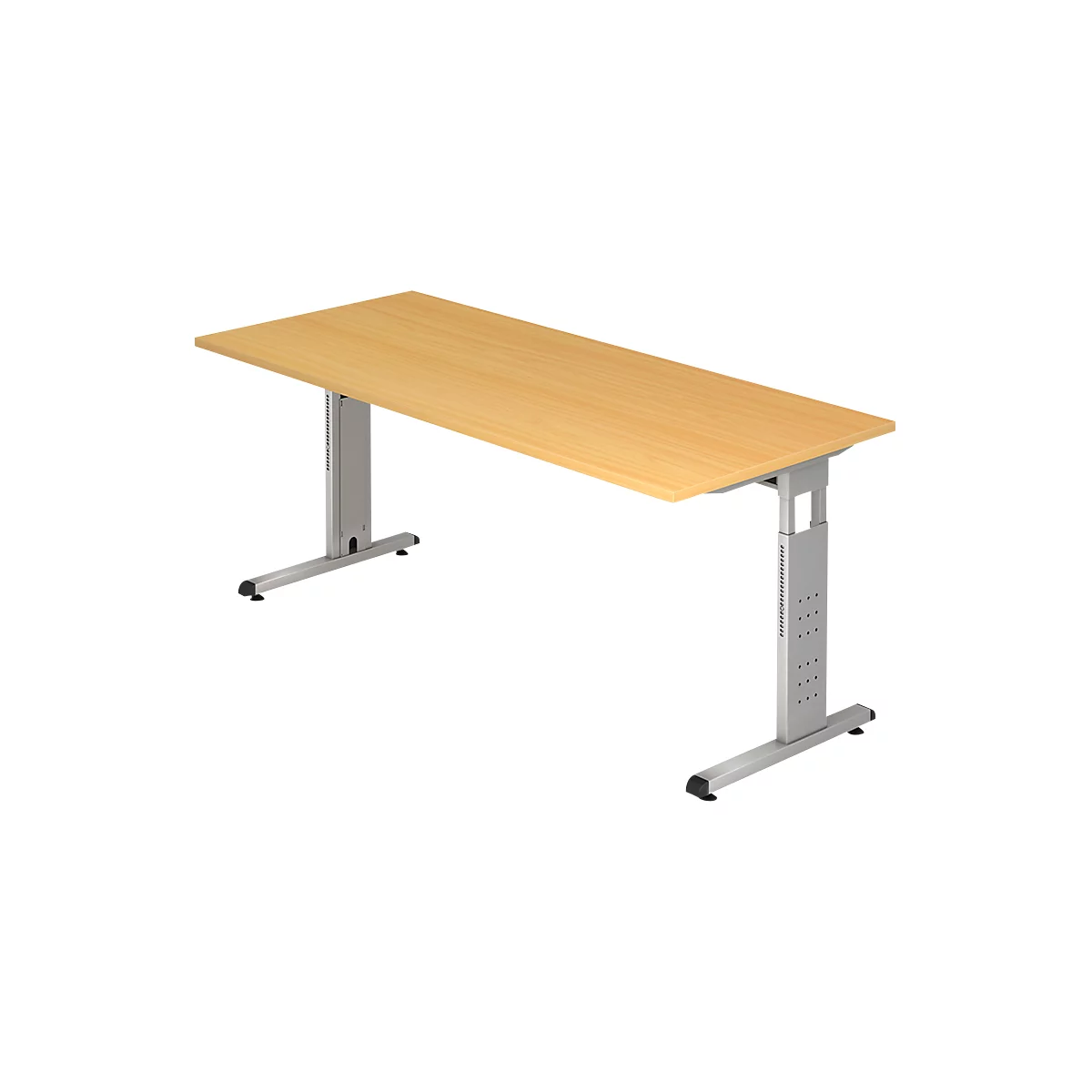 Bureau ULM, pieds en C, rectangulaire, l. 1800 x P 800 x H 650 - 850 mm, coloris hêtre