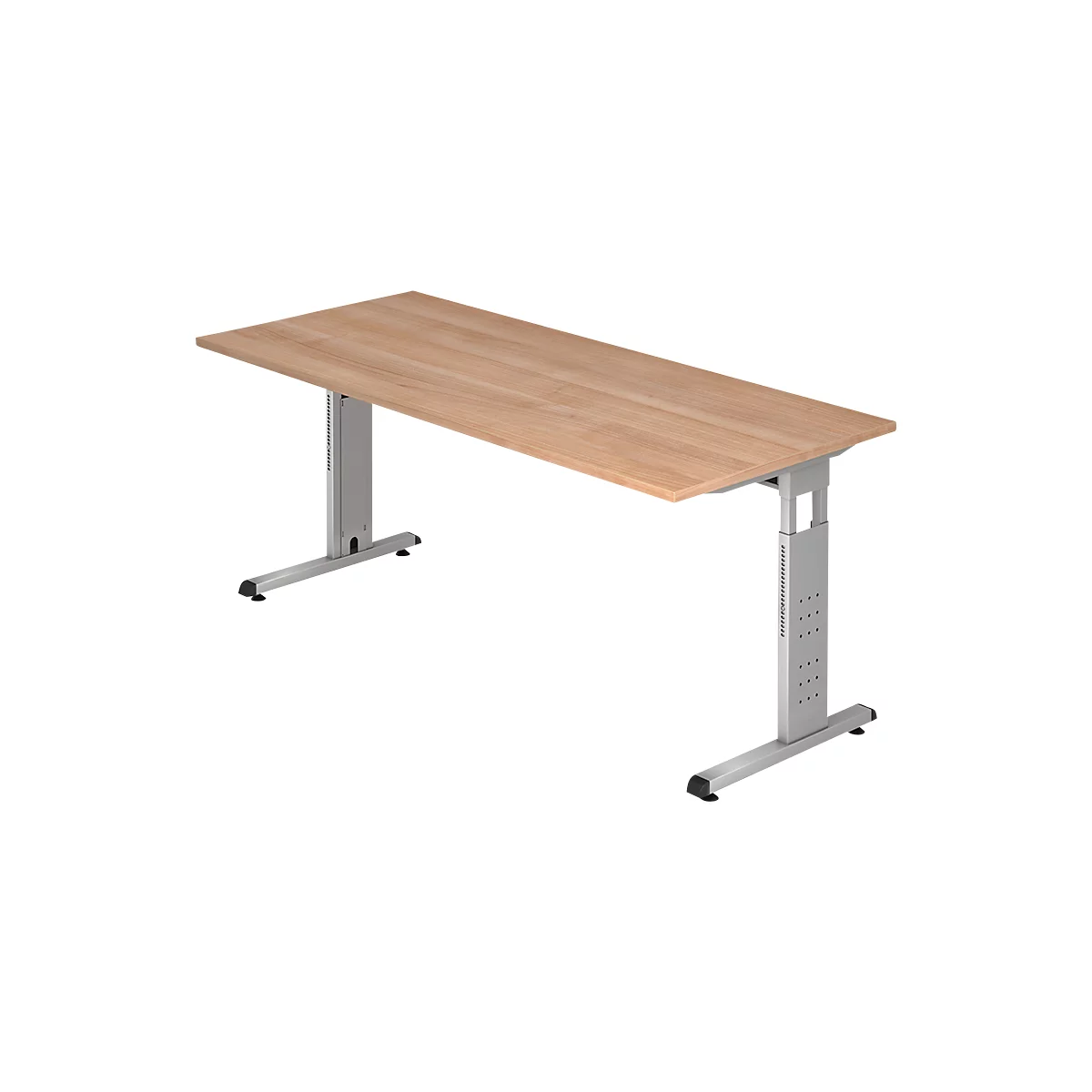 Bureau ULM, pieds en C, rectangulaire, l. 1800 x P 800 x H 650 - 850 mm, coloris noyer