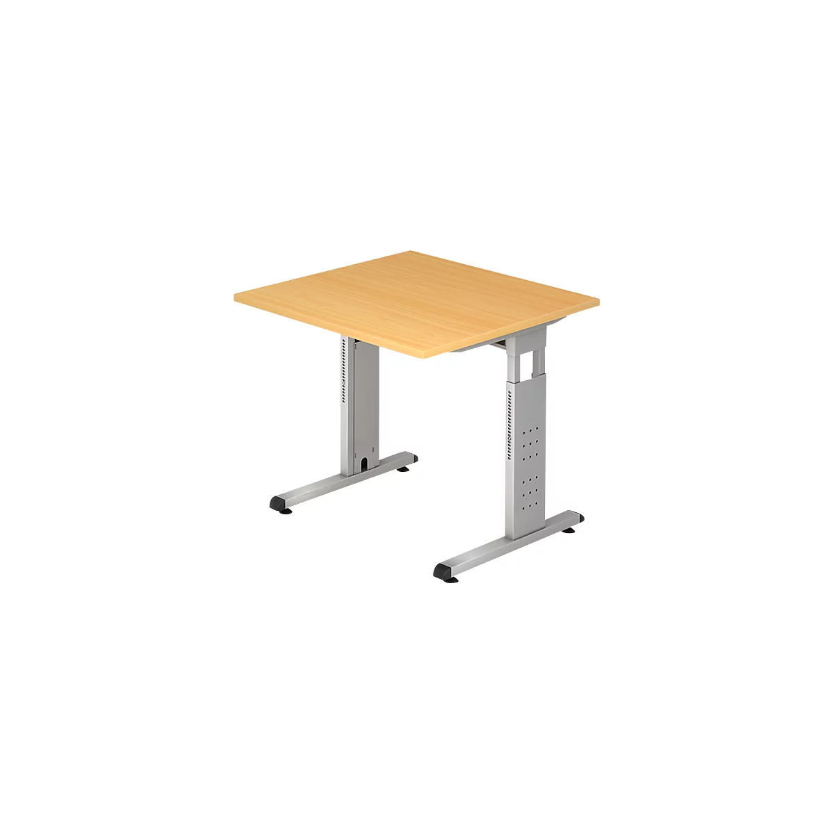 Bureau ULM, pieds en C, rectangulaire, l. 800 x P 800 x H 650 - 850 mm, coloris hêtre