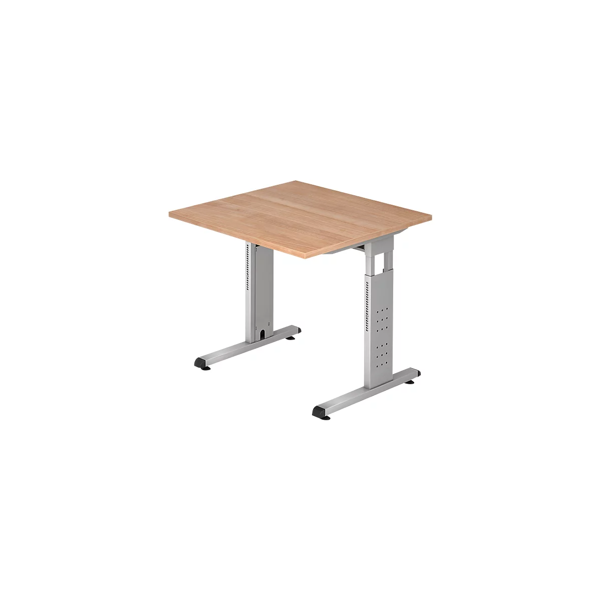 Bureau ULM, pieds en C, rectangulaire, l. 800 x P 800 x H 650 - 850 mm, coloris noyer