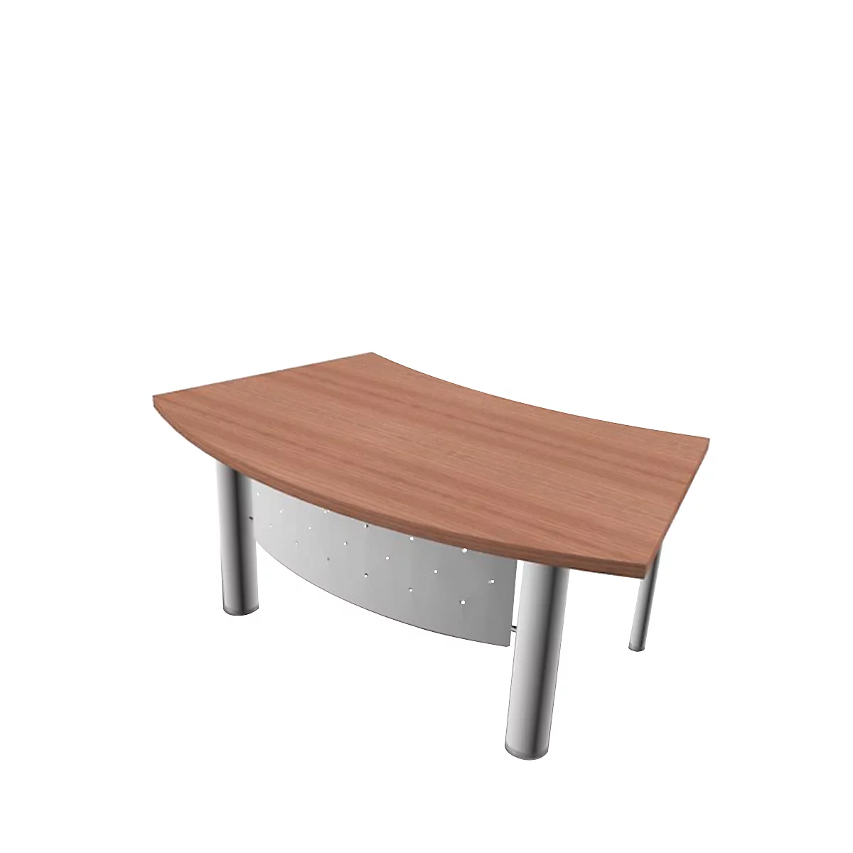 Bureau X-TIME-WORK, 4 pieds, arrondi, l. 1800 x P 900 x H 740 mm, coloris noix Canaletto/blanc