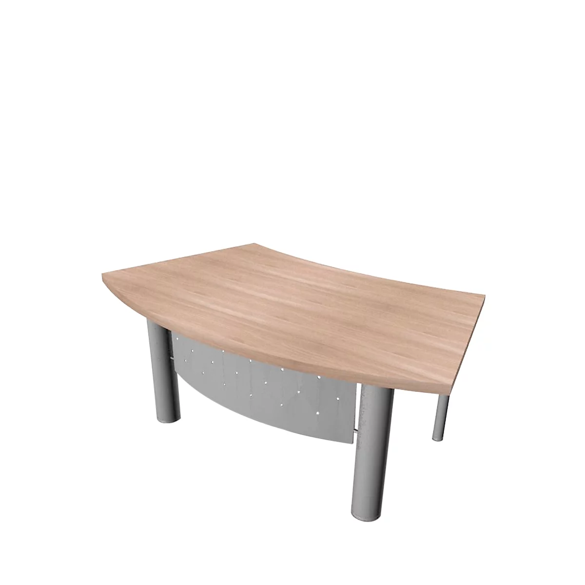Bureau X-TIME-WORK, 4 pieds, arrondi, l. 1800 x P 900 x H 740 mm, orme/alu