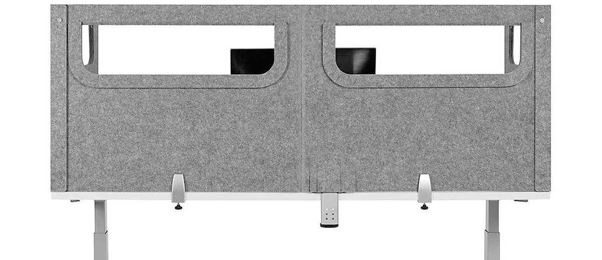Bureaublokaal akoestische scheidingswand BE Veiligheidsscherm U-Form, met acrylvenster, dikte 10 mm, B 140 x D 60 x H 60 mm, lichtgrijs