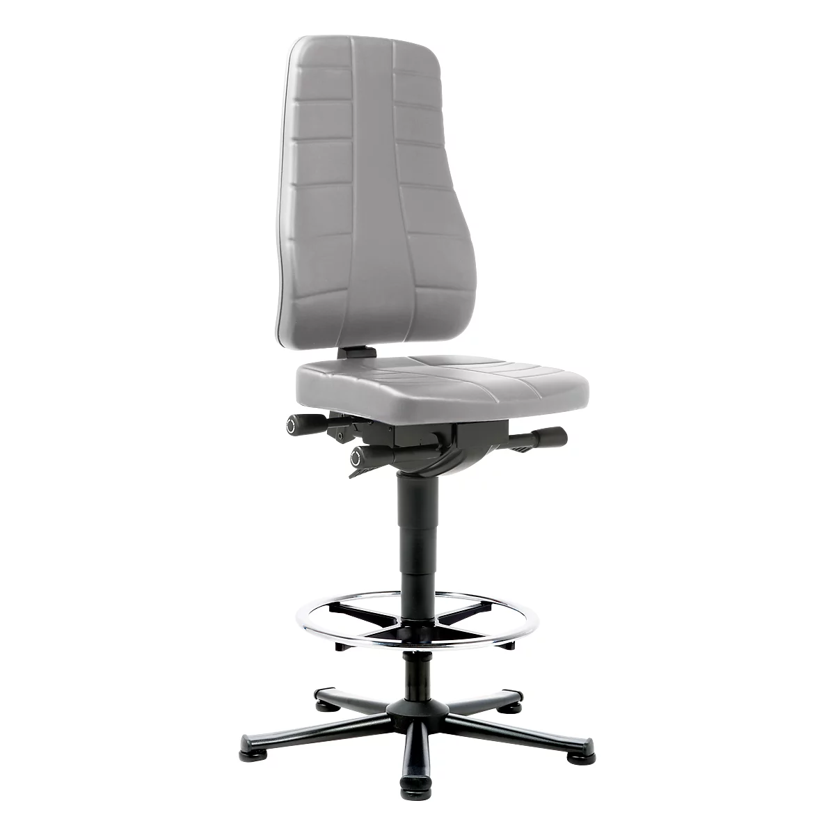 Bureaustoel All-in-One 9641, met glijder en opstapsteun, bekleding van kunstleer, Skai grijs