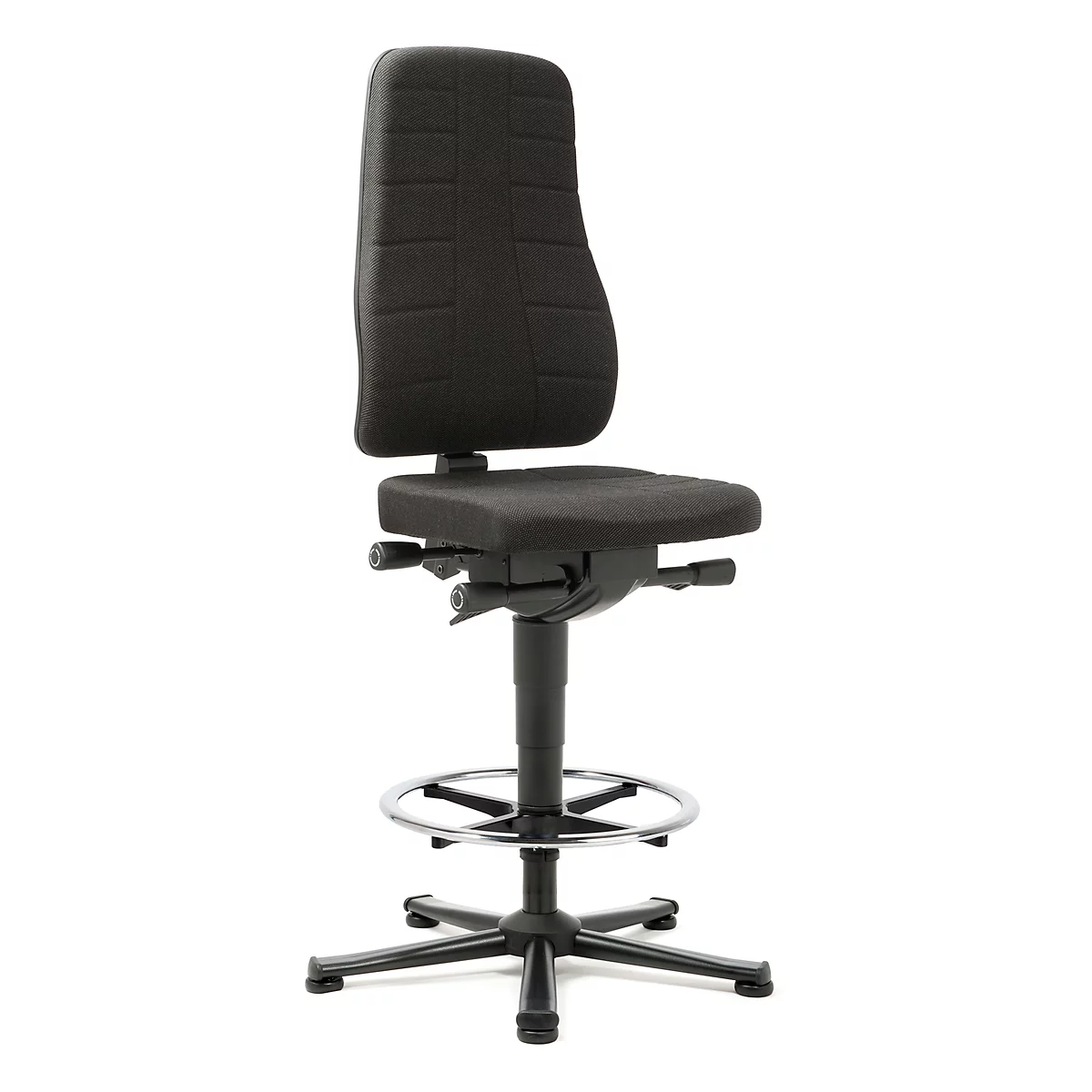 Bureaustoel All-in-One 9641, met glijder en opstapsteun, stoffen bekleding, zwart