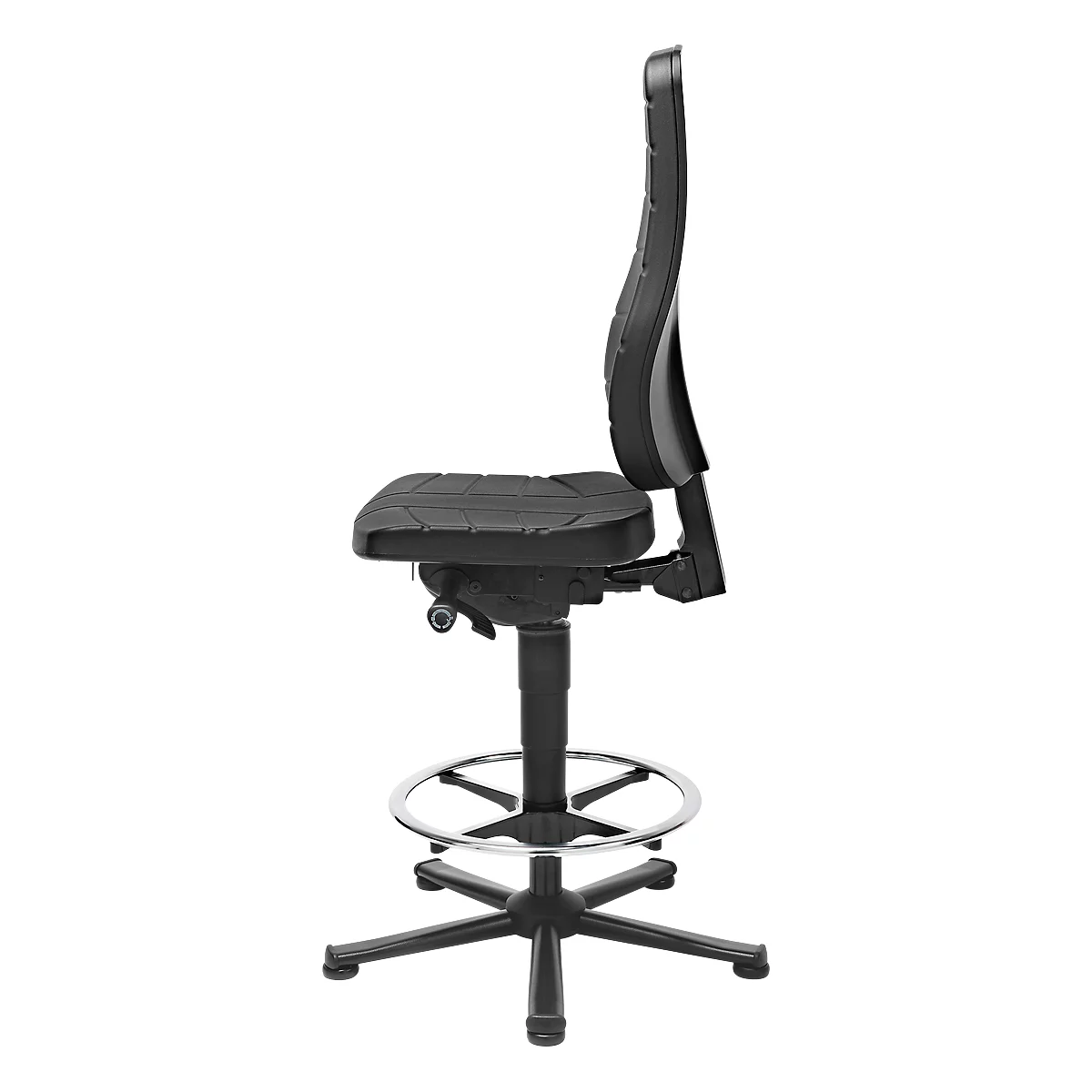 Bureaustoel All-in-One 9641, met glijders en opstapsteun, bekleding PU-schuim, zwart