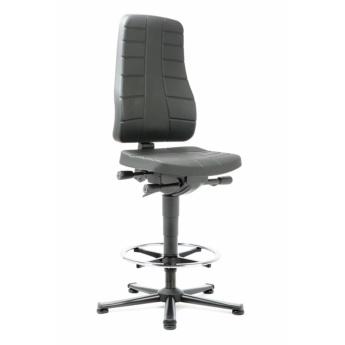Bureaustoel All-in-One 9641, met glijders en opstapsteun, bekleding PU-schuim, zwart