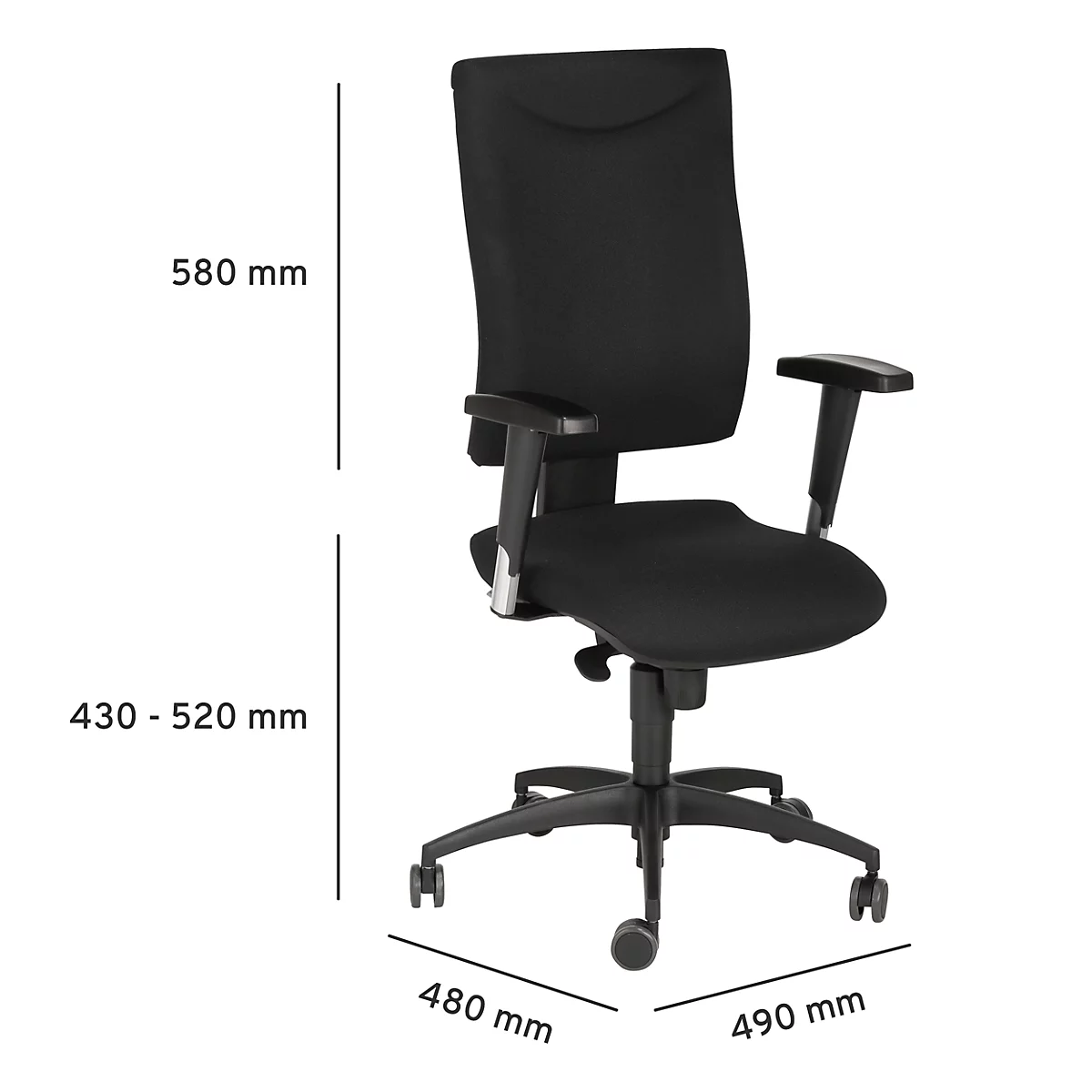 Bureaustoel CLEAN SSI Proline P1 - puntsynchroonmechanisme - zitting met bekkensteun - antibacteriële bekleding - met armleuningen - zwart - Schäfer Shop Pure