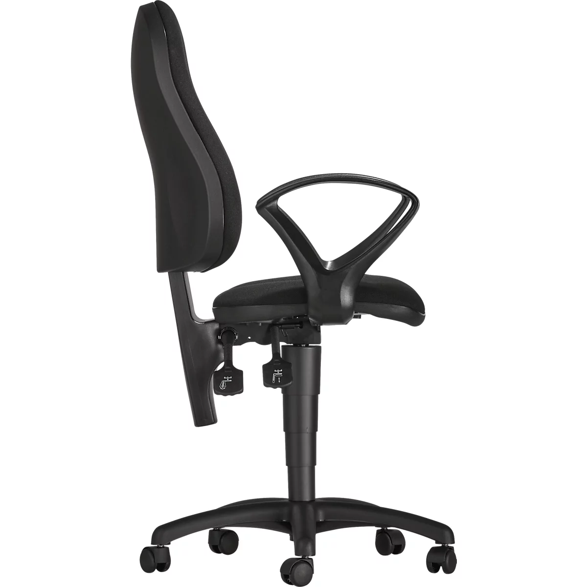 Bureaustoel - permanentcontact - met armleuningen - ergonomische rugleuning - brede zitting - zwart 