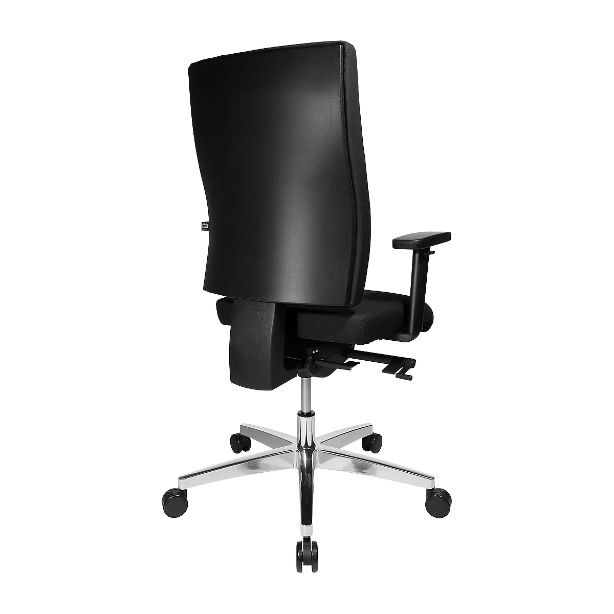 Bureaustoel PROFI STAR 15 hoog, met armleuningen, synchroonmechanisme, vlakke zitting, ergonomische rugleuning, zwart/alusisch zilver