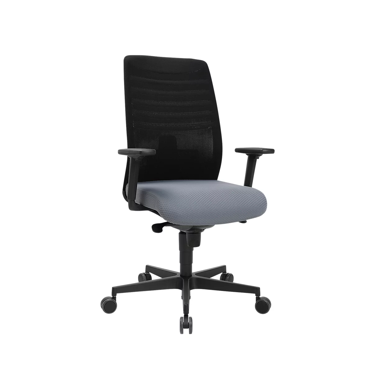 Bureaustoel SSI Lady Proline - 3D punt synchroonmechanisme - wellness zitting - 3D netrugleuning - met armleuningen - zwart/grijs - Schäfer Shop Genius 