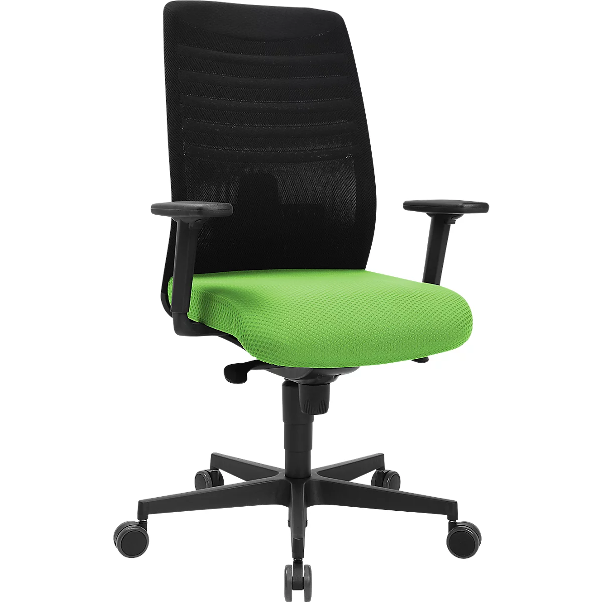 Bureaustoel SSI Lady Proline - 3D punt synchroonmechanisme - wellness zitting - 3D netrugleuning - met armleuningen - zwart/groens - Schäfer Shop Genius 